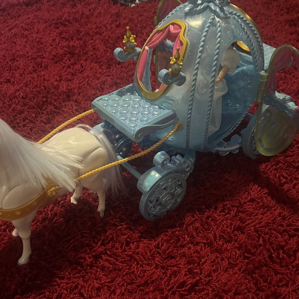Enchanting Blue and White Cinderella Carriage with Horse